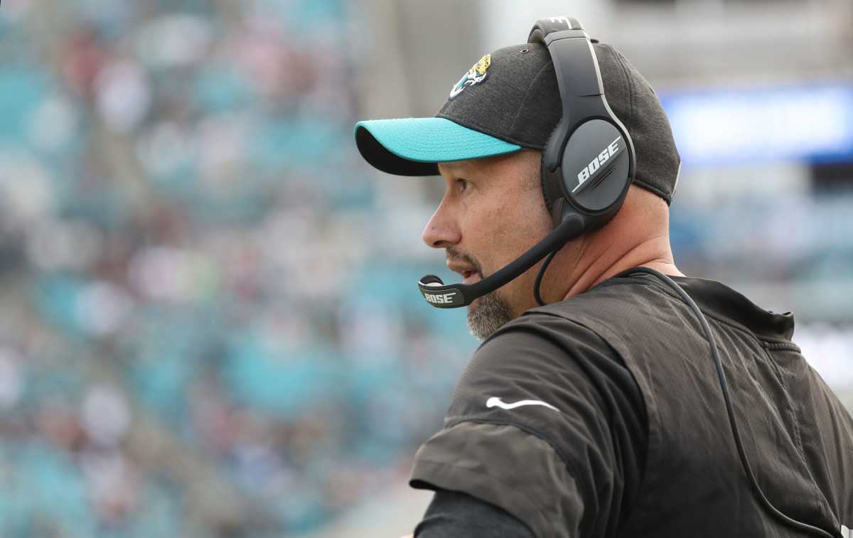 Dec 16, 2018; Jacksonville, FL, USA; Jacksonville Jaguars quarterback coach Scott Milanovich during the first quarter at TIAA Bank Field. Mandatory Credit: Kim Klement-USA TODAY Sports